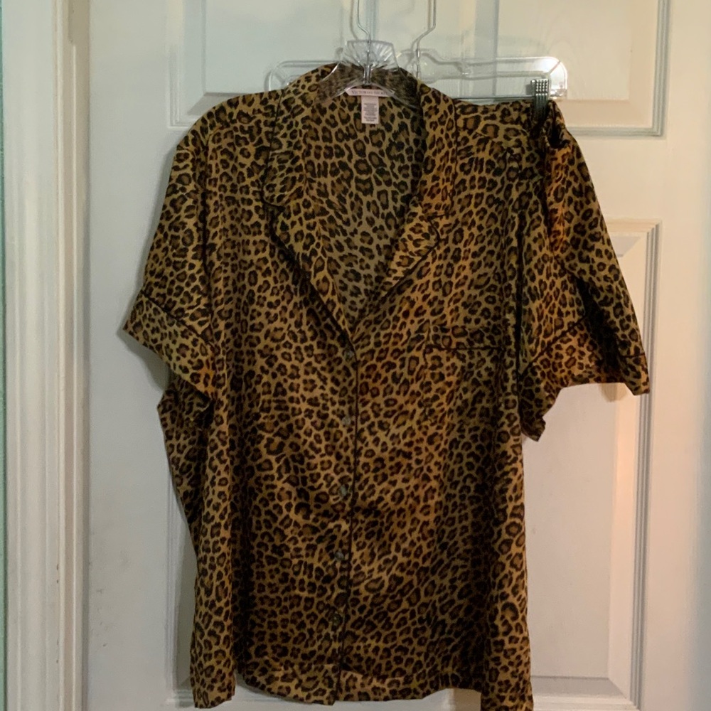 Victoria's Secret Brown Leopard Button Down Shirt